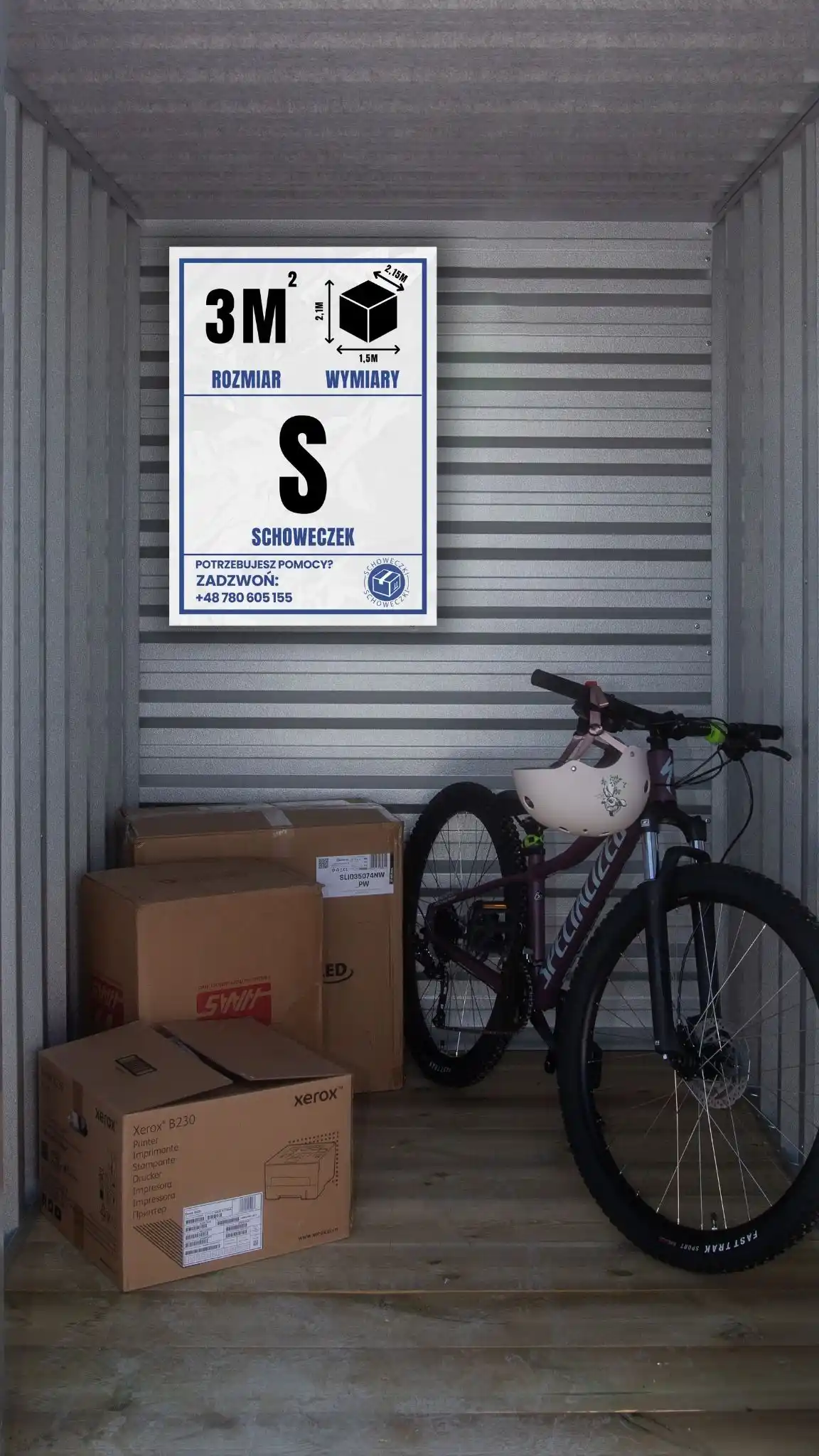 Boks 3m2 z rowerem